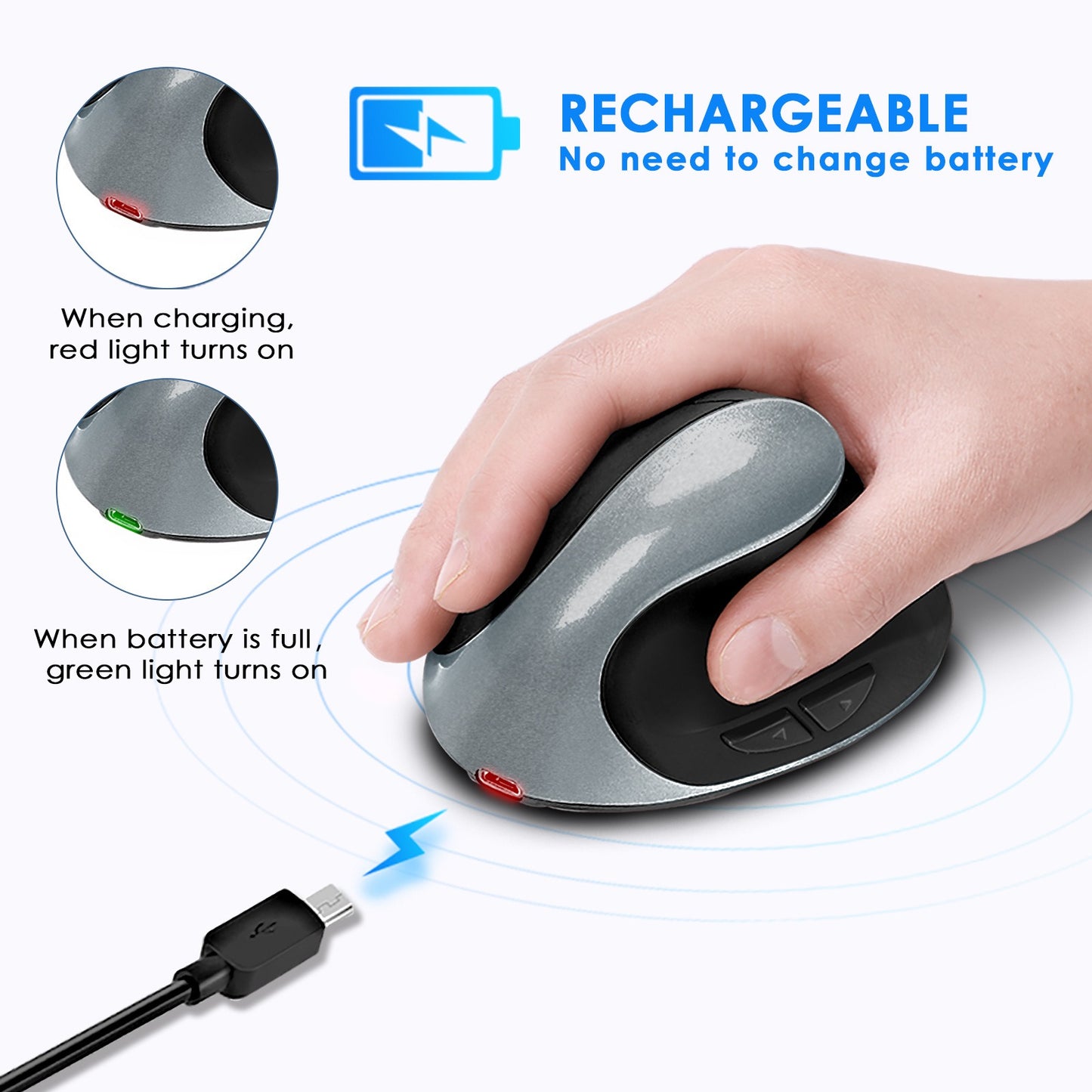 Ergonomic Vertical Silent Wireless Mouse