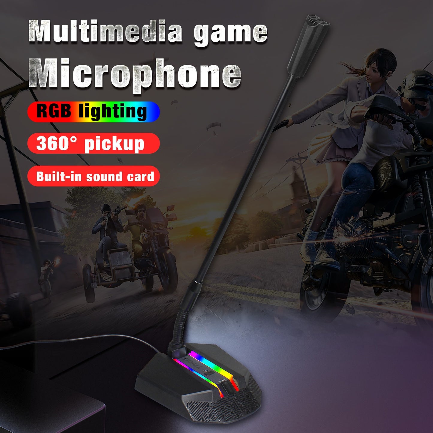 Desktop RGB Luminous Condenser Microphone for Gaming