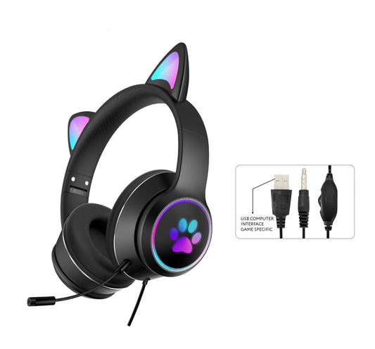RGB Luminous Cat Ear Wired Headset - Perfect for Gaming & Learning