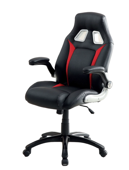 Stylish Adjustable Gaming Office Chair with Padded Armrests in Black and Red