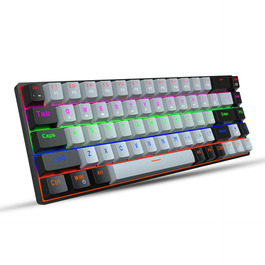 68 Key RGB Rainbow Backlit Mechanical Keyboard with Blue and Red Axis - 60%