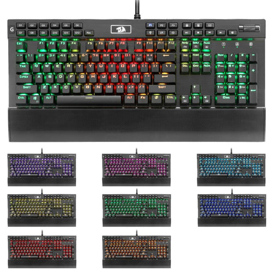 Professional Gaming Mechanical Keyboard with Full Color LED Backlit Keys in Metal Housing