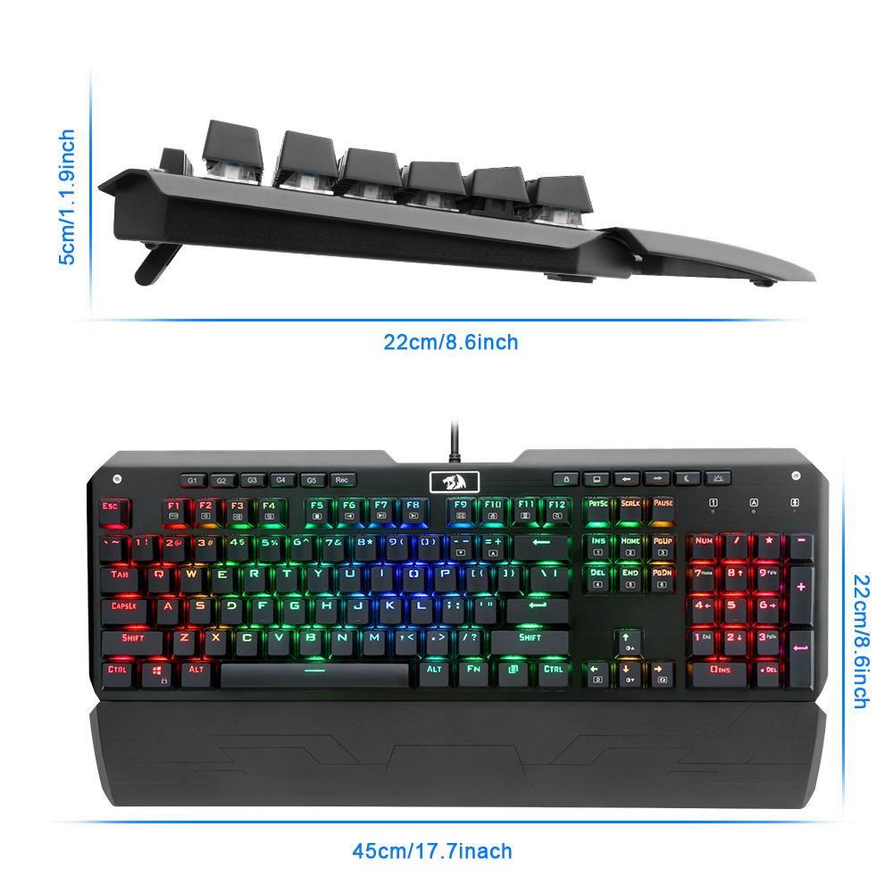 USB Powered Mechanical Gaming Keyboard - Ergonomic RGB LED Backlit Keys