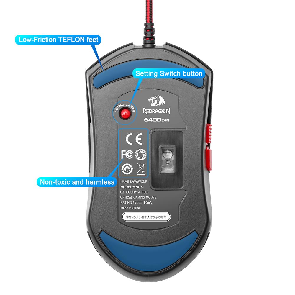 6400DPI Gaming Mouse - 7 Programmable Buttons