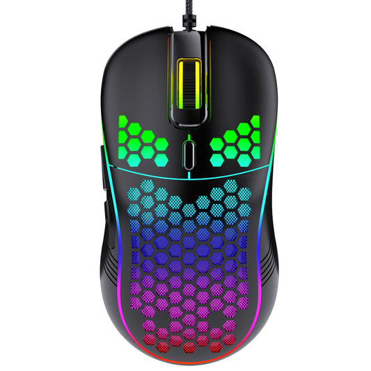 Wired Mesh Gaming Mouse with Glowing Lights