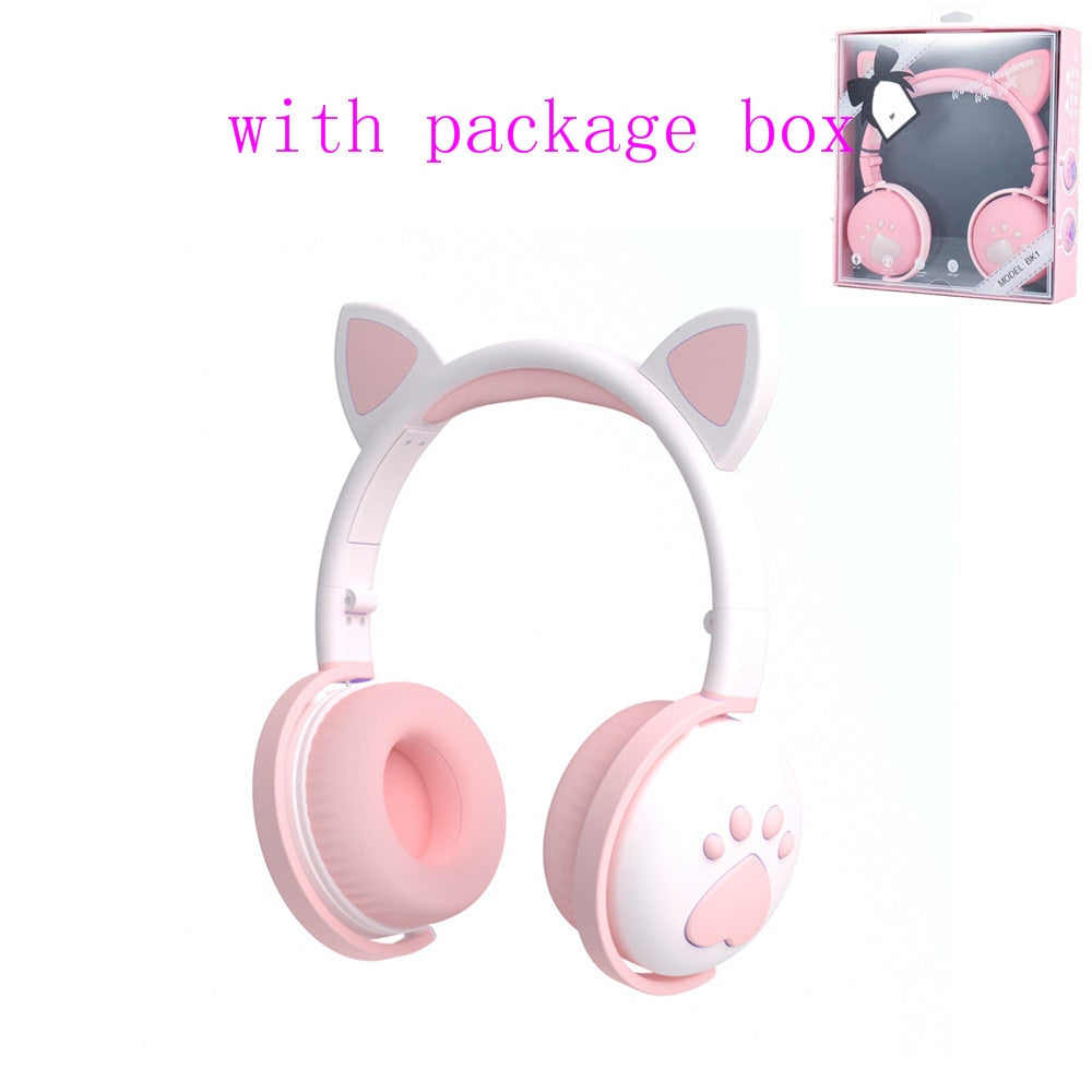 Bluetooth Headphones with LED Cat Ears