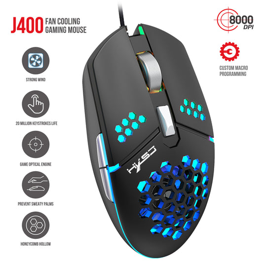 Fan Macro Gaming Mouse - 8000DPI Adjustable