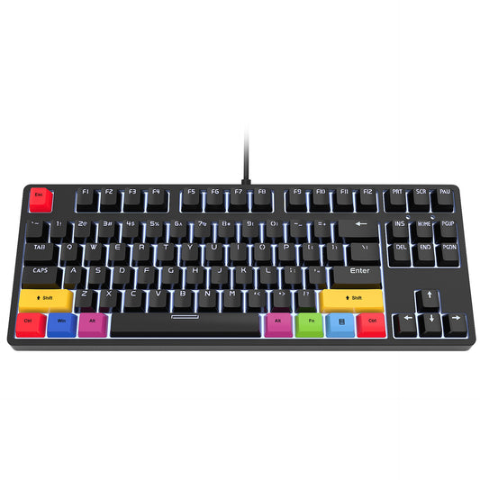 87 Key Wired Mechanical Gaming Keyboard with Red Switches and 20 LED Light Effects