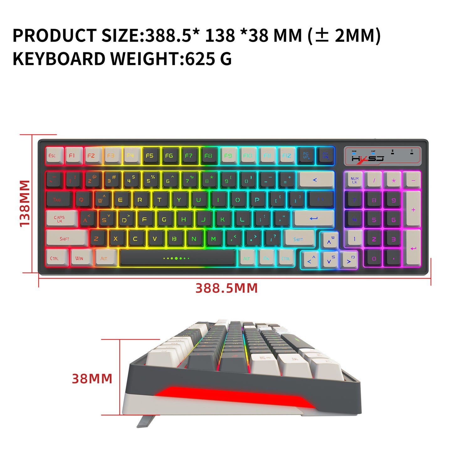 RGB Backlight Gaming Keyboard - 2.4G Wireless Membrane Keyboard