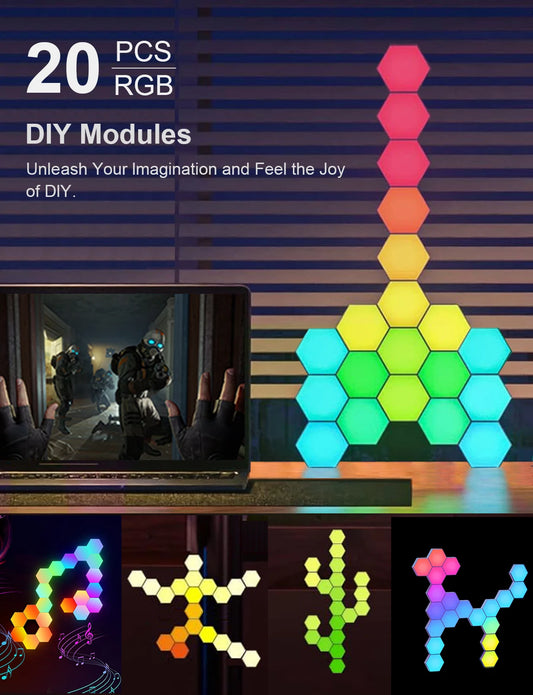 RGB Hexagonal Smart Wall Lamp App Control With Color Changing Night Light