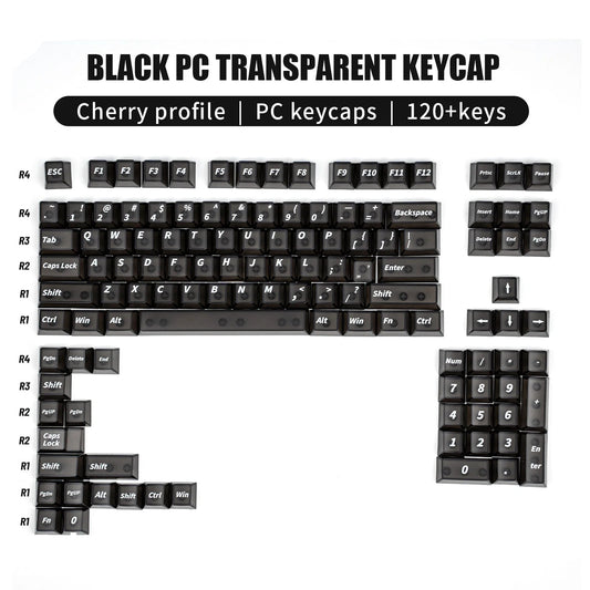 Transparent Red Cherry Profile Keycap Set 130 Keys For Mechanical Keyboards