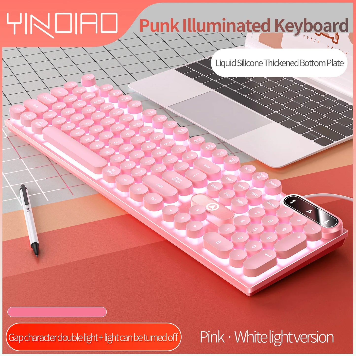 Typewriter Round 104 Keys Gaming Keyboard