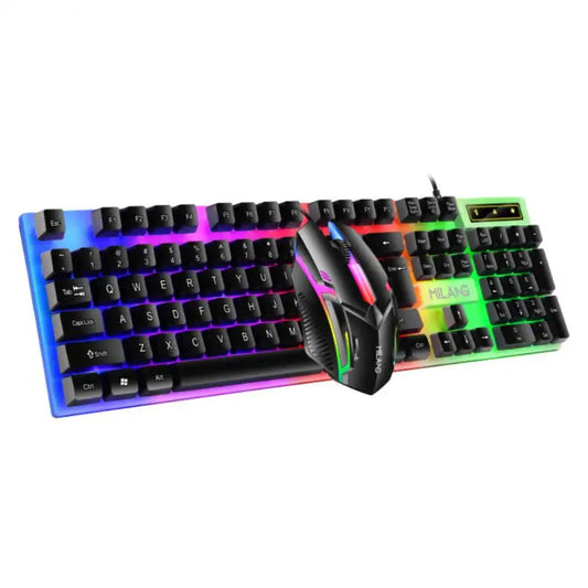Rainbow Backlit Wired Keyboard and Mouse for Gaming and Office