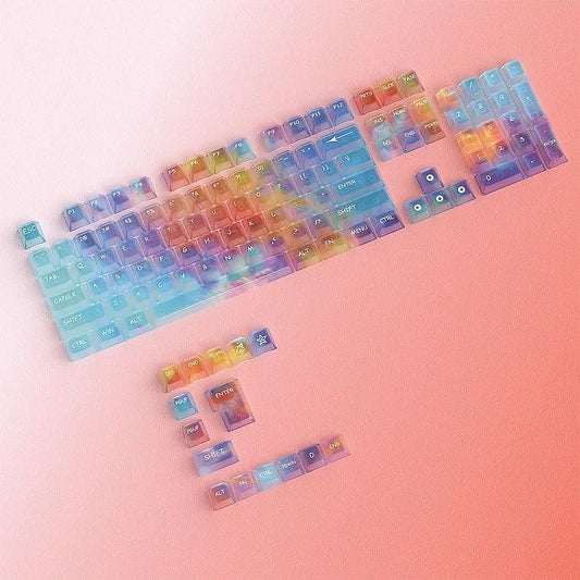Candy Colored Gradient Transparent Keycaps 119 Keys For Cherry MX Mechanical
