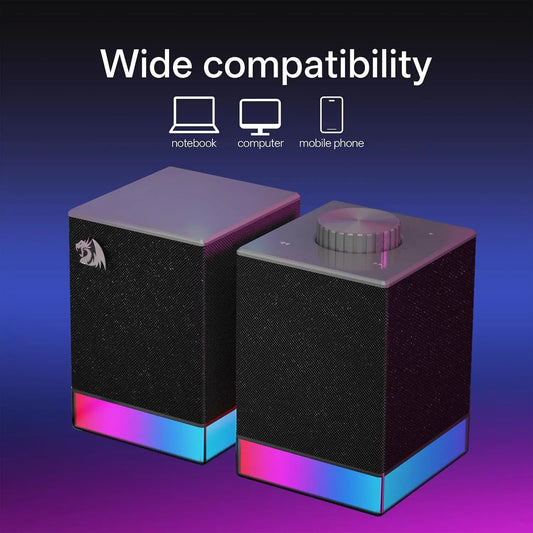 RGB Computer Speaker - 2.0 Stereo Sound System with BT & USB Dual Connectivity