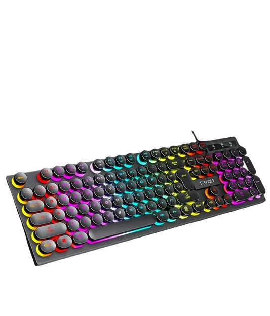 104 Keys Punk Retro Keyboard Rainbow Backlight Gaming Keyboard
