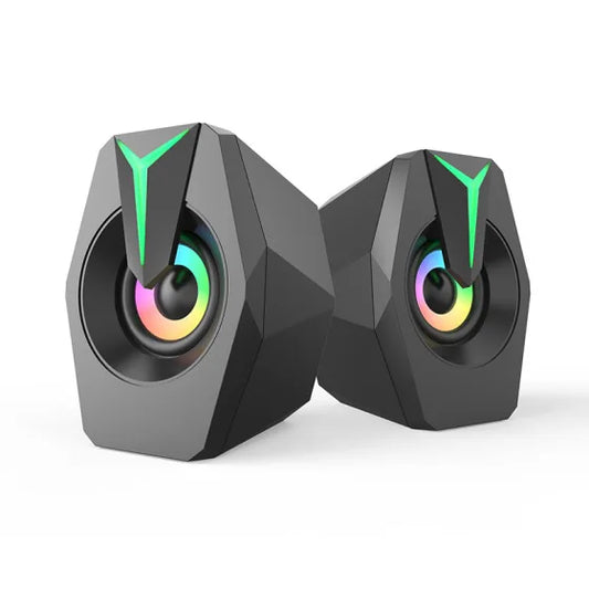 Black USB Powered Wired Two Point Zero Gaming Music Speaker for Desktop PC