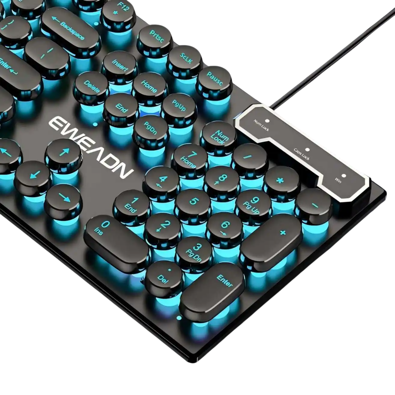 Typewriter Gaming Keyboard with Blue Backlighting