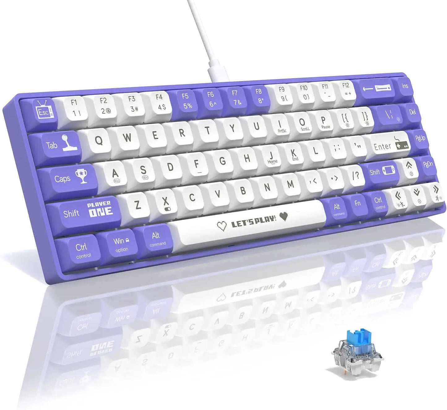 65% Wired Mechanical Gaming Keyboard With Hot Swappable RGB Backlit