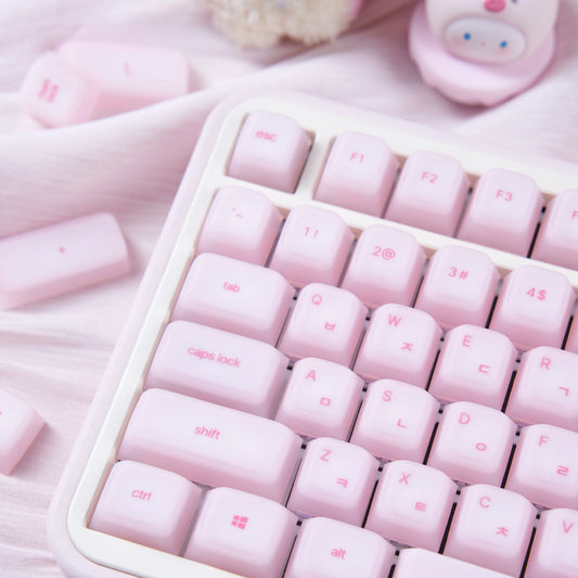 113 Keys Korean Hangul Keycaps Pink Silicone PC Cherry Profile Keyboard