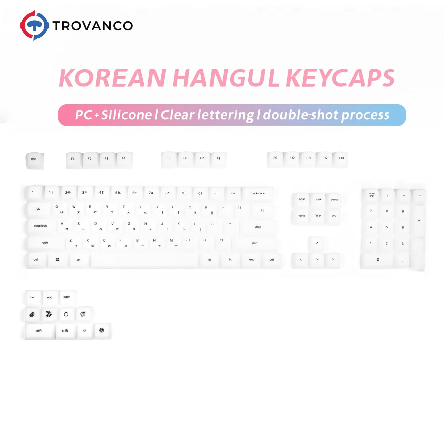 113 Keys Korean Hangul Keycaps Pink Silicone PC Cherry Profile Keyboard