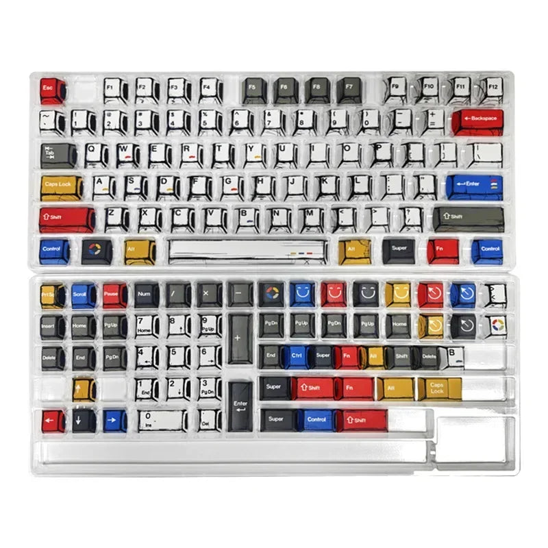 Comic Style Colorful Mixed Light Keycaps - 136 Piece Set