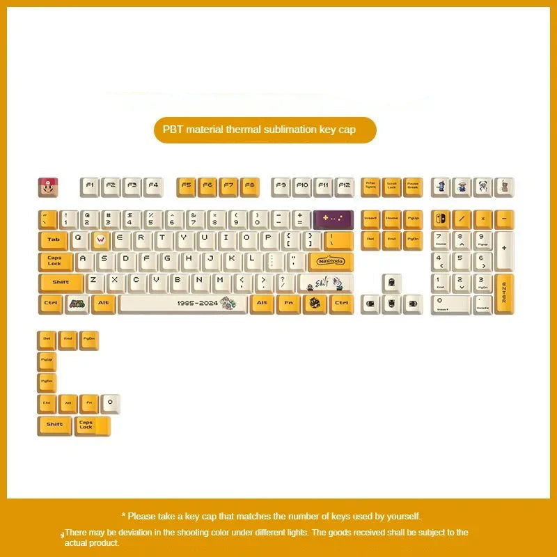 Retro Gamer Mechanical Keyboard Key Caps – PBT Material, Cartoon Style