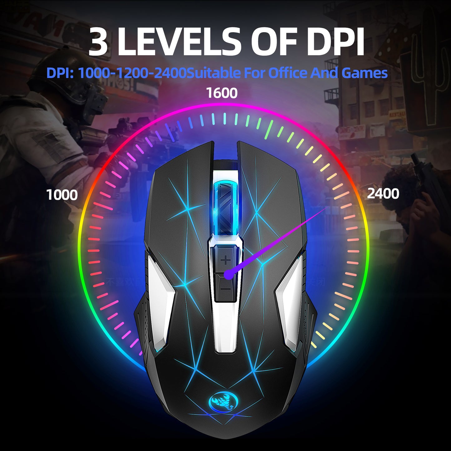 Colorful Backlit Wireless 2.4G Mouse