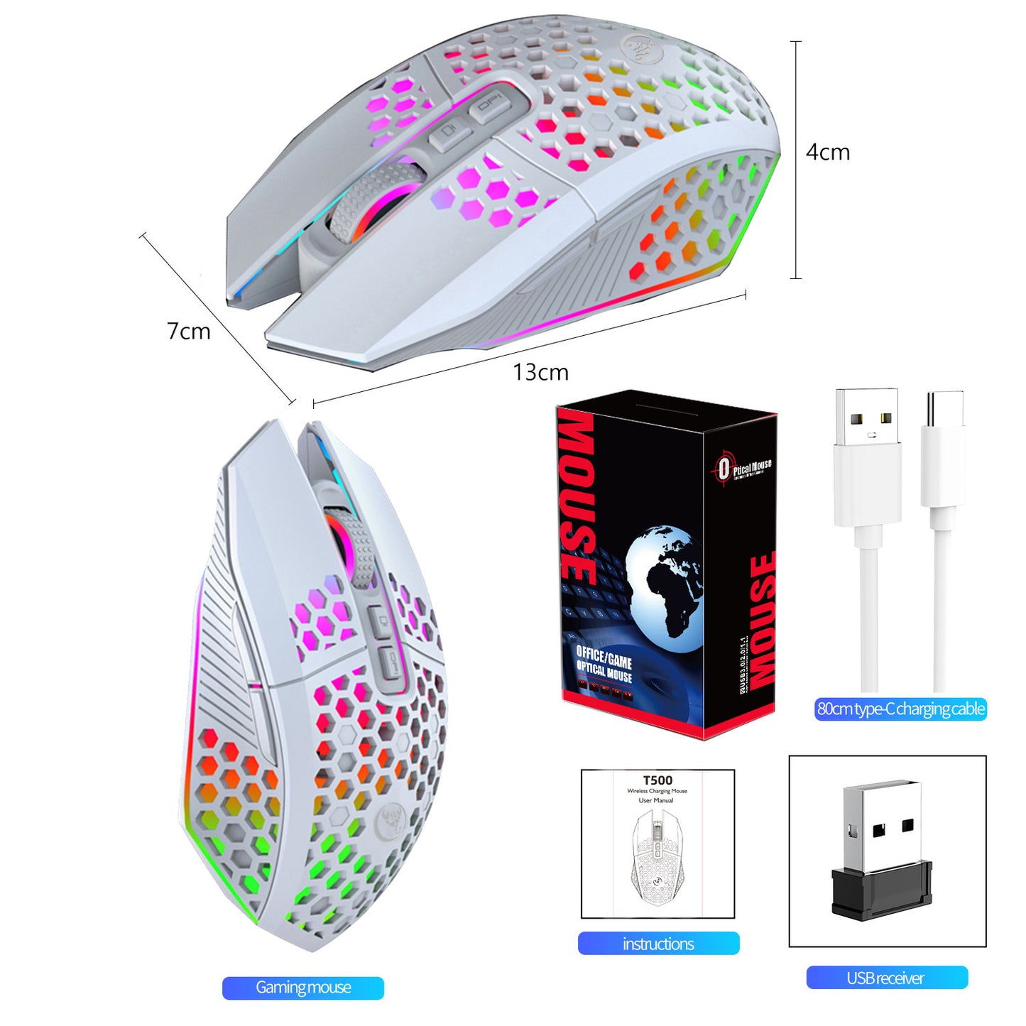 Lightweight Hollow Hole Mouse - Wireless Gaming Mouse