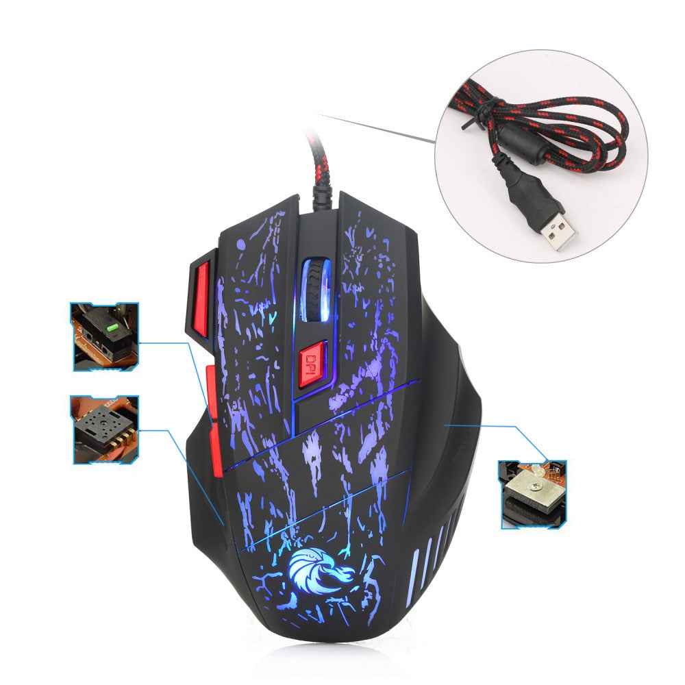 Flowing Crack Colorful Luminous Gaming Mouse