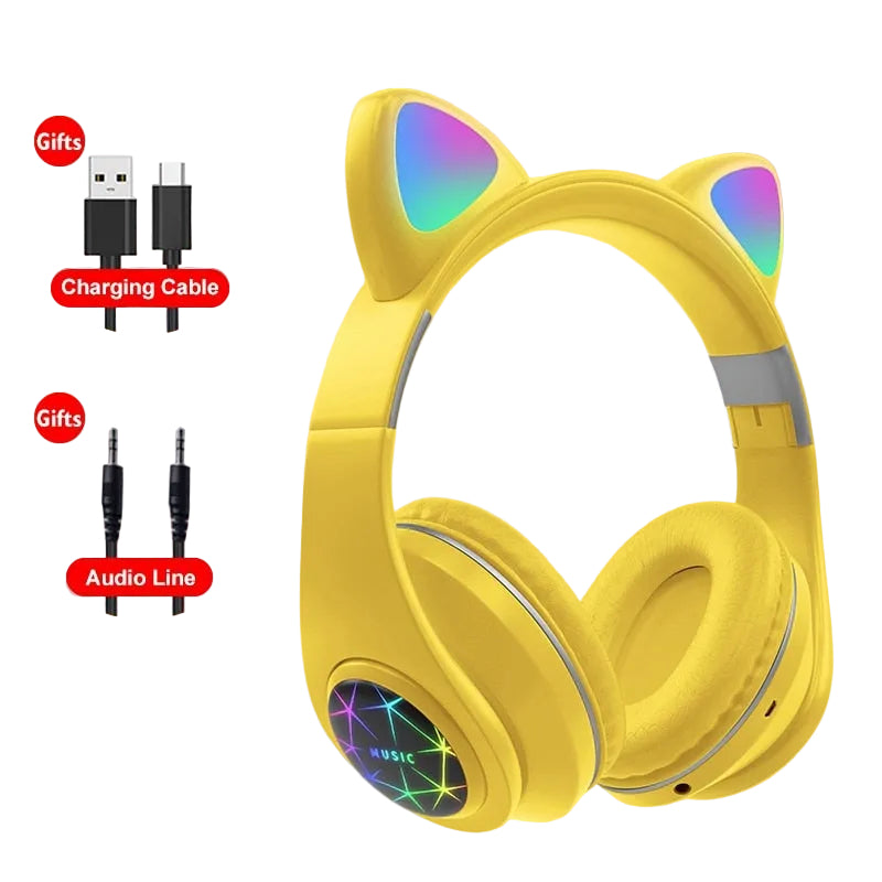 RGB Cat Ear Headphones - Bluetooth 5.0 & Noise Cancelling
