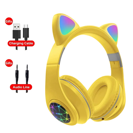 RGB Cat Ear Headphones - Bluetooth 5.0 & Noise Cancelling