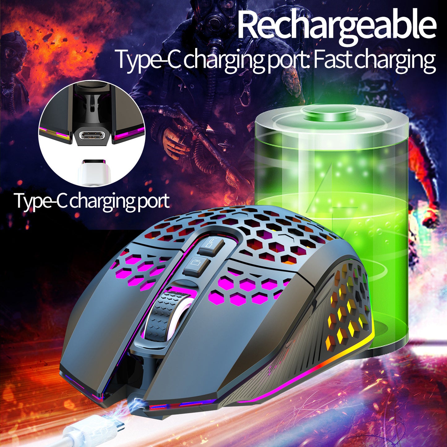 Lightweight Hollow Hole Mouse - Wireless Gaming Mouse
