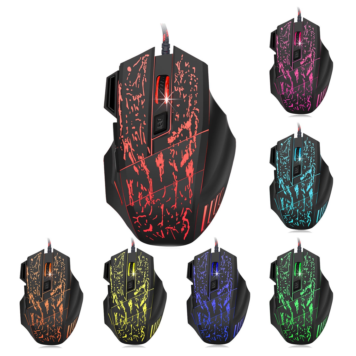 Cracked Design Gaming Mouse - Colorful Luminous 7D