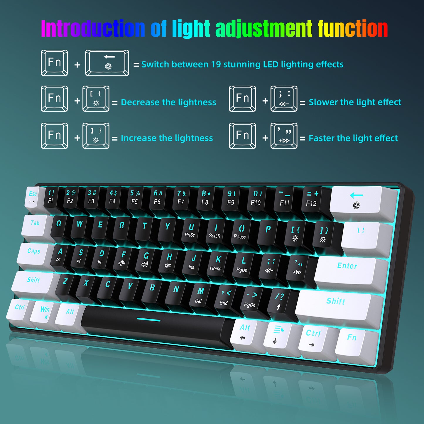 61-Key Mechanical Keyboard  - Backlit Blue Axis Gaming Keyboard