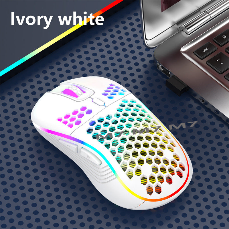 2.4G Wireless Mesh Mouse - Lightweight RGB Gaming Mouse