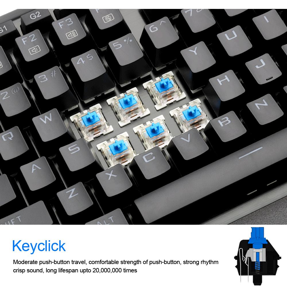 USB Powered Mechanical Gaming Keyboard - Ergonomic RGB LED Backlit Keys