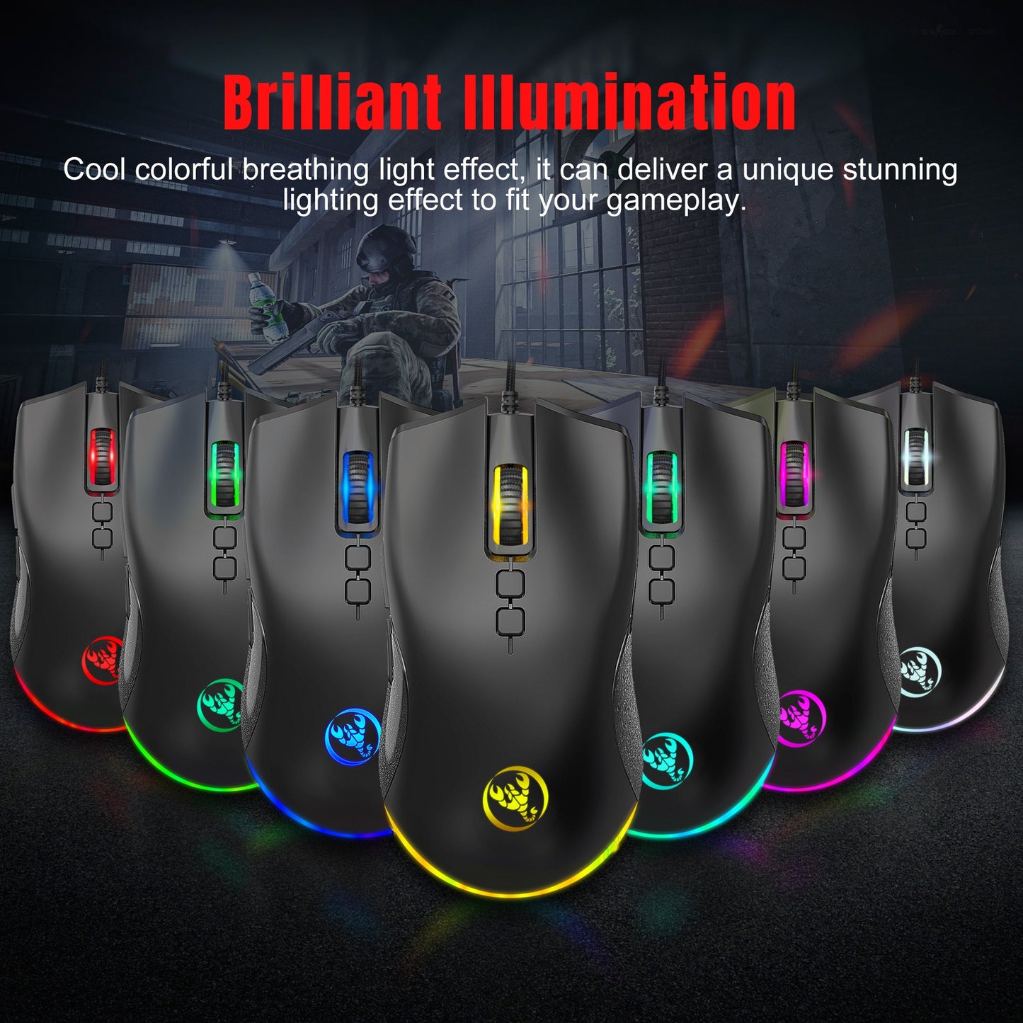 Esports Colorful Luminous Wired Mouse
