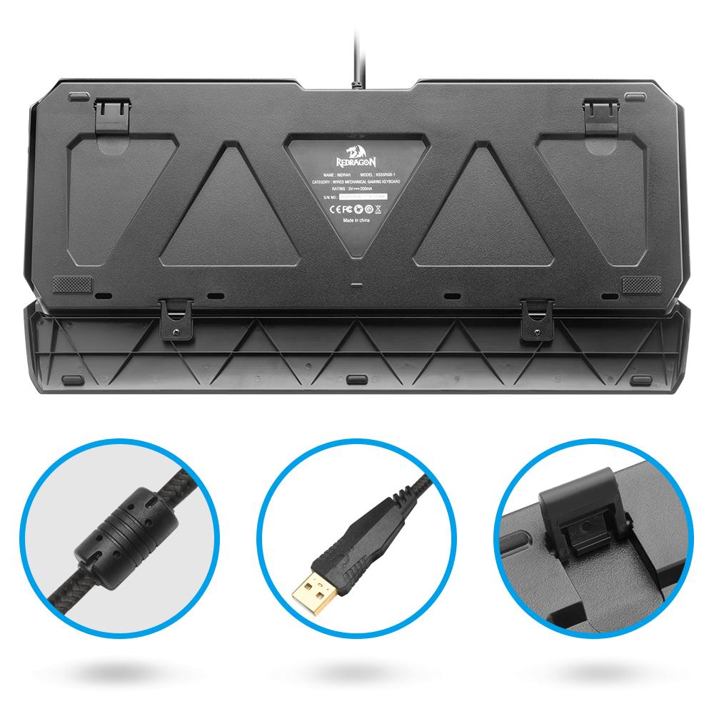 USB Powered Mechanical Gaming Keyboard - Ergonomic RGB LED Backlit Keys