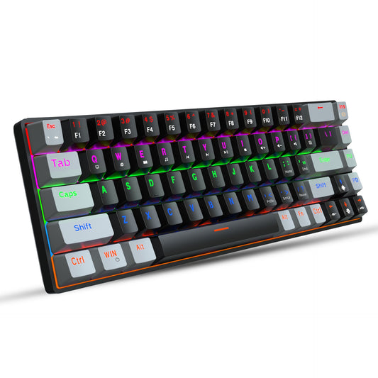 68 Key RGB Rainbow Backlit Mechanical Keyboard with Blue and Red Axis - 60%