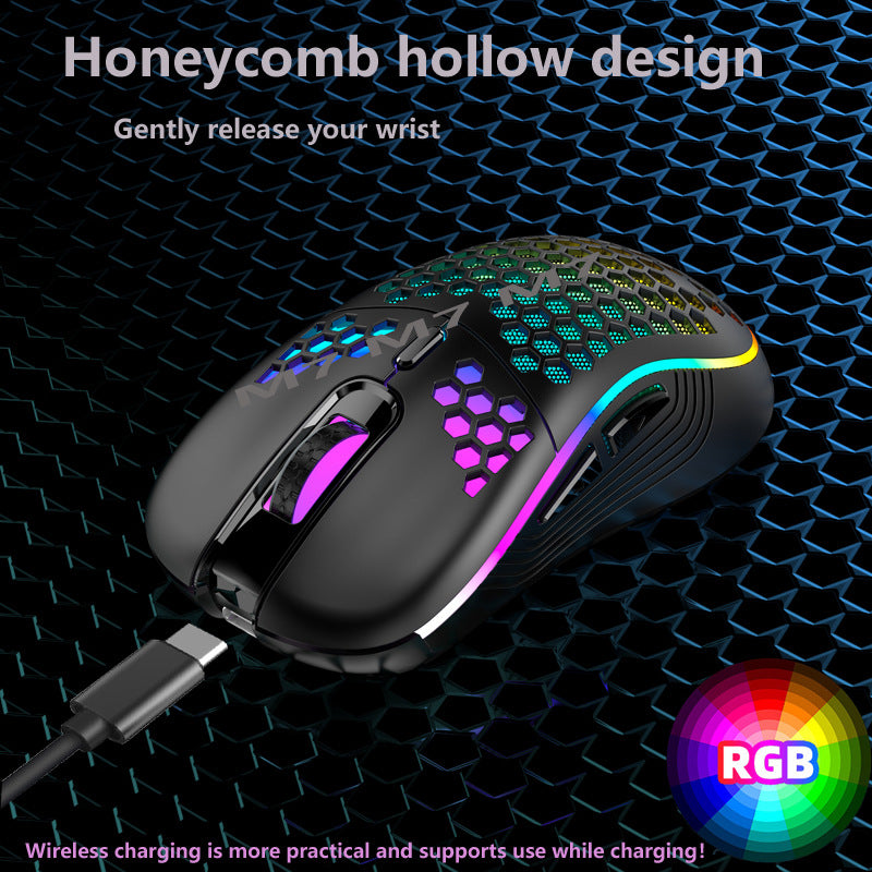 2.4G Wireless Mesh Mouse - Lightweight RGB Gaming Mouse