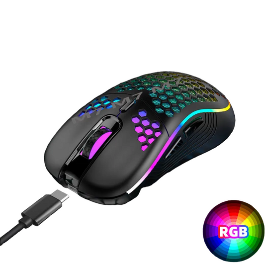 2.4G Wireless Mesh Mouse - Lightweight RGB Gaming Mouse