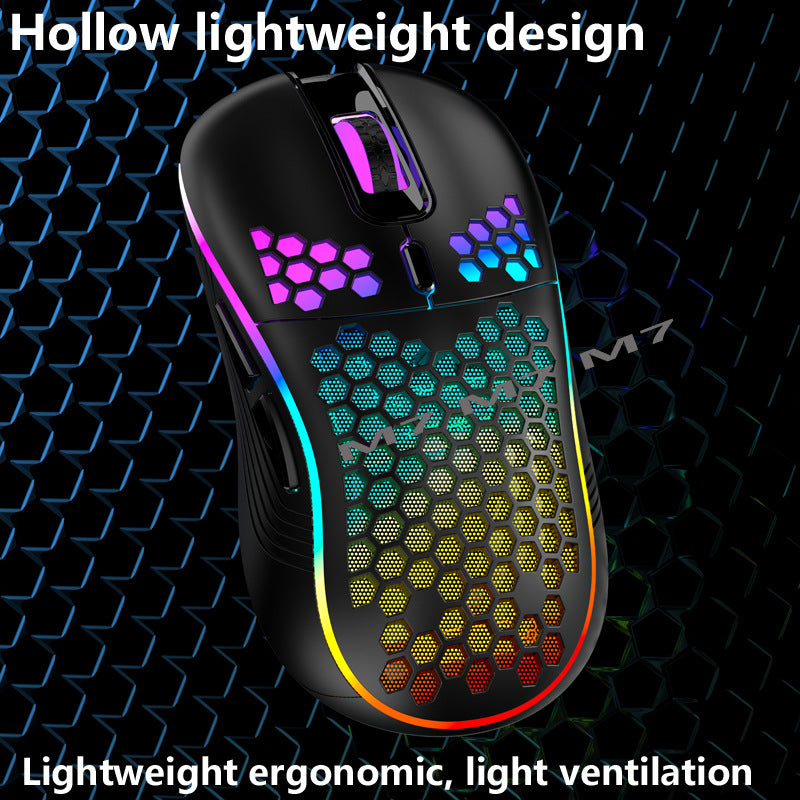 2.4G Wireless Mesh Mouse - Lightweight RGB Gaming Mouse
