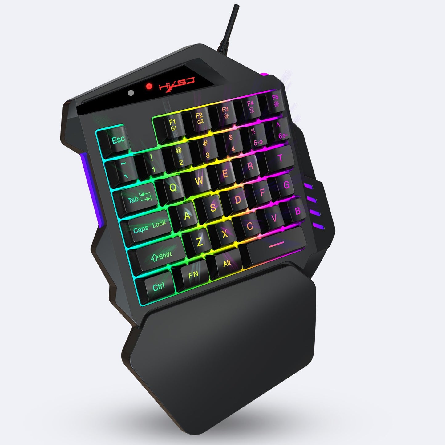 One-Handed RGB Illuminated Gaming Keyboard with Built-In Converter