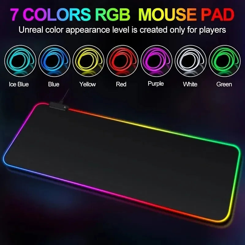 Large Gaming Mouse Pad with Light Modes & Non-Slip Base