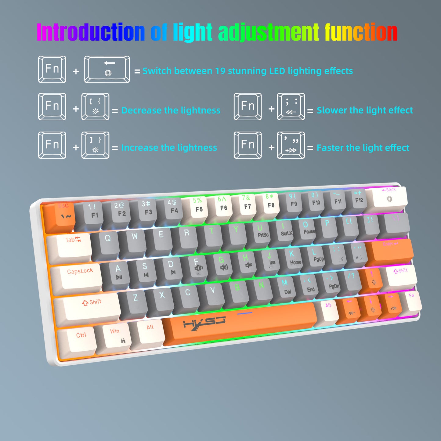 63-Key Portable 60% Mechanical Gaming Keyboard with RGB Backlighting