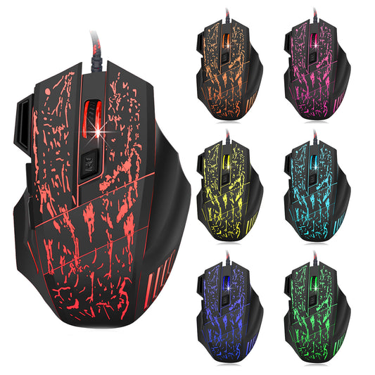 Cracked Design Gaming Mouse - Colorful Luminous 7D