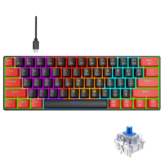61-Key Mechanical Keyboard  - Backlit Blue Axis Gaming Keyboard