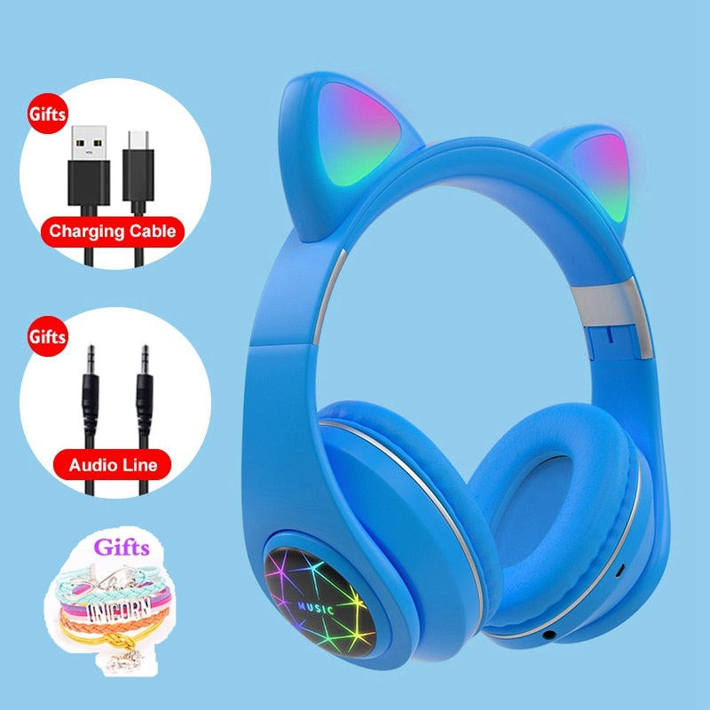 RGB Cat Ear Headphones - Bluetooth 5.0 & Noise Cancelling