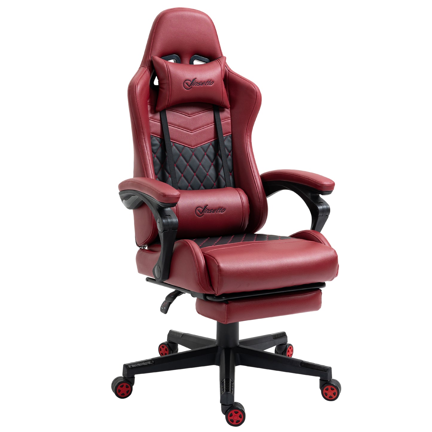 Racing Gaming Chair - Leather High Back With Footrest & Lumbar Support